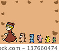 A procession of bear dolls / background frame 137660474