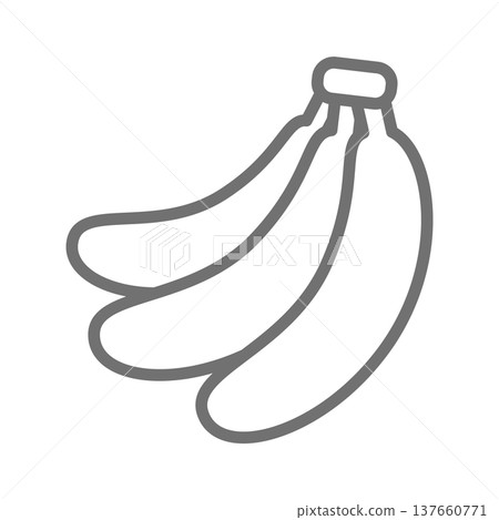 三根香蕉的線條藝術圖示（輪廓，單色） 137660771