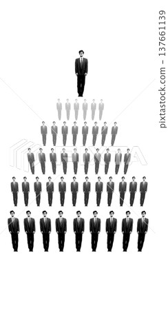 Business hierarchy pyramid single person leadership concept Business hierarchy pyramid single person leadership concept 137661139