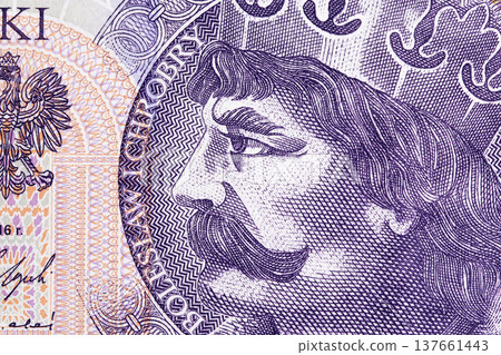 King Boleslaw I the Brave a closeup portrait from Polish money 137661443