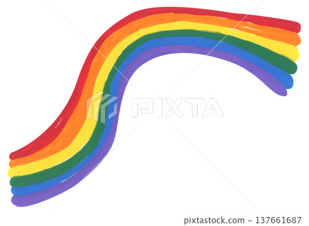 Cute Painterly Pride LGBT Rainbow Wave, Wavy Rainbow Stripes Element, Pride Month. 137661687