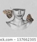 Woman's head with empty mind and floating butterflies 137662305