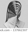 Woman's head repeating creating surreal infinite tunnel 137662307