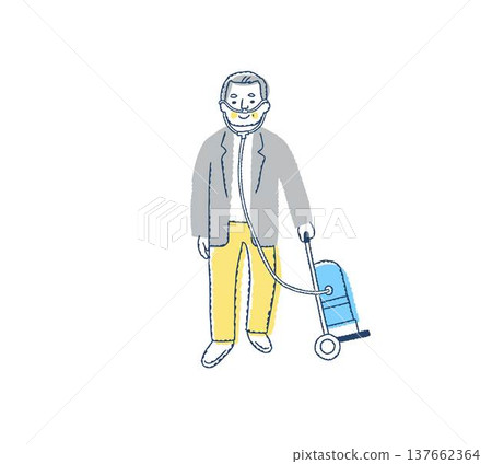 Senior man going out with a portable oxygen tank Senior man going out with a portable oxygen tank 137662364