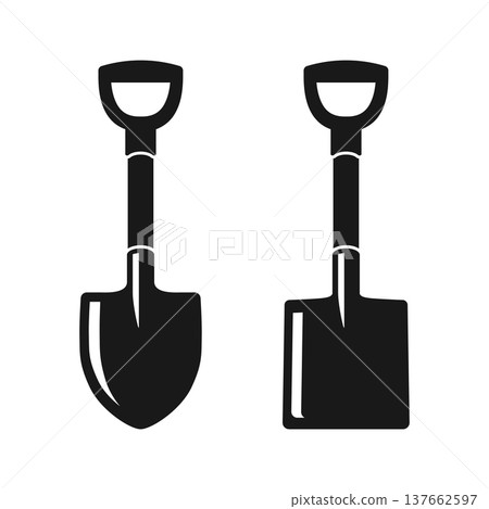 Construction shovel icon in flat style. Spade vector illustration on isolated background. Digging sign business concept. 137662597