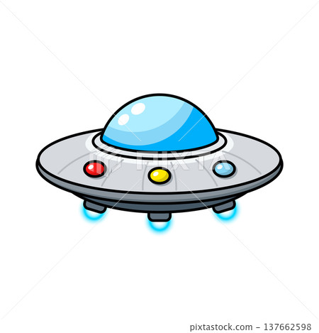 UFO spaceship colorful icon in flat style. Spacecraft vector illustration on isolated background. Futuristic transport sign business concept. UFO spaceship colorful icon in flat style. Spacecraft vector illustration on isolated background. Futuristic transport sign business concept. 137662598