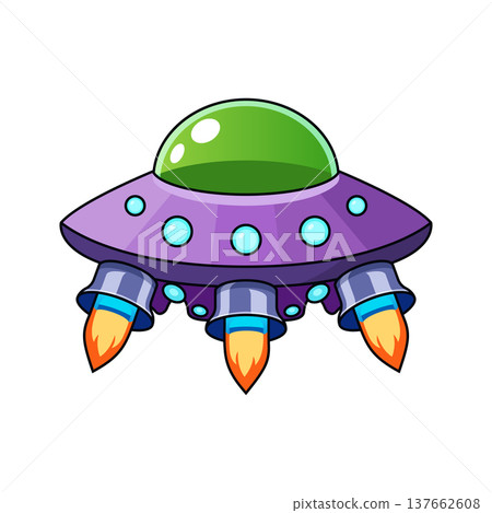 UFO spaceship colorful icon in flat style. Spacecraft vector illustration on isolated background. Futuristic transport sign business concept. UFO spaceship colorful icon in flat style. Spacecraft vector illustration on isolated background. Futuristic transport sign business concept. 137662608