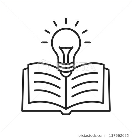 Knowledge or education icon in outline flat style. School study vector illustration on isolated background. Reading book for inspiration stroke sign business concept. Knowledge or education icon in outline flat style. School study vector illustration on isolated background. Reading book for inspiration stroke sign business concept. 137662625
