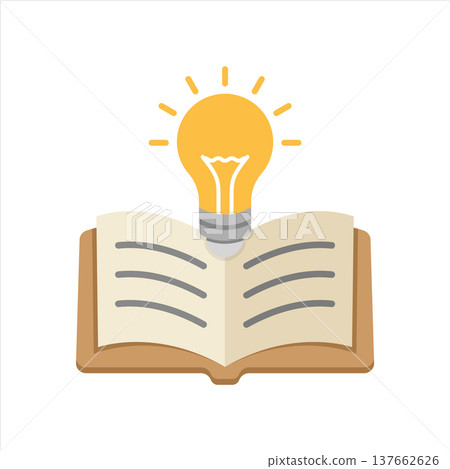Knowledge or education icon in flat style. School study vector illustration on isolated background. Reading book for inspiration sign business concept. 137662626
