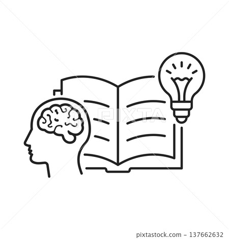 Knowledge or education icon in outline flat style. School study vector illustration on isolated background. Reading book for inspiration stroke sign business concept. Knowledge or education icon in outline flat style. School study vector illustration on isolated background. Reading book for inspiration stroke sign business concept. 137662632