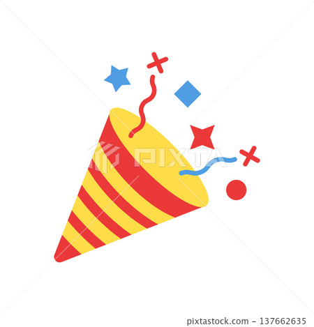 Exploding popper icon in flat style. Party poppers vector illustration on isolated background. Firecracker and serpentine sign business concept. Exploding popper icon in flat style. Party poppers vector illustration on isolated background. Firecracker and serpentine sign business concept. 137662635