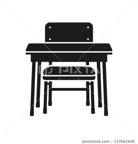 School desk icon in cartoon flat style. Education chair and table vector illustration on isolated background. College furniture sign business concept. School desk icon in cartoon flat style. Education chair and table vector illustration on isolated background. College furniture sign business concept. 137662688