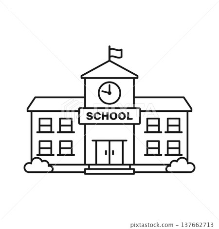 School building icon in cartoon flat style. Education house vector illustration on isolated background. College and institute sign business concept. School building icon in cartoon flat style. Education house vector illustration on isolated background. College and institute sign business concept. 137662713