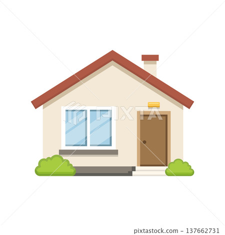 House icon in cartoon flat style. Home exterior vector illustration on isolated background. Cottage sign business concept. House icon in cartoon flat style. Home exterior vector illustration on isolated background. Cottage sign business concept. 137662731