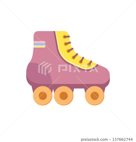 Roller skate colorful icon in flat style. Sport equipment vector illustration on isolated background. Shoe with wheels sign business concept. 137662744