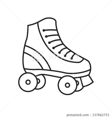 Roller skate icon in outline stroke flat style. Sport equipment vector illustration on isolated background. Shoe with wheels sign business concept. Roller skate icon in outline stroke flat style. Sport equipment vector illustration on isolated background. Shoe with wheels sign business concept. 137662751