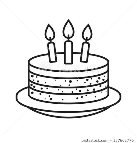 Happy birthday cake icon in outline stroke flat style. Pie with candles vector illustration on isolated background. Sweet dessert sign business concept. 137662776