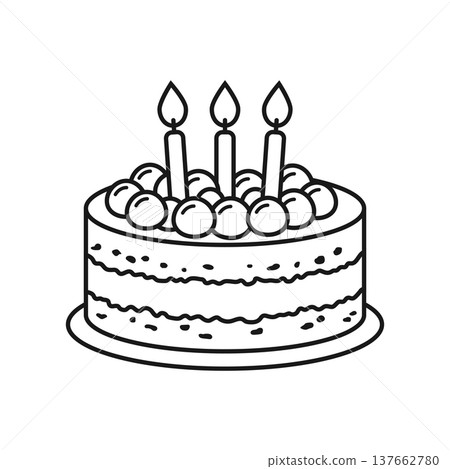 Happy birthday cake icon in outline stroke flat style. Pie with candles vector illustration on isolated background. Sweet dessert sign business concept. Happy birthday cake icon in outline stroke flat style. Pie with candles vector illustration on isolated background. Sweet dessert sign business concept. 137662780