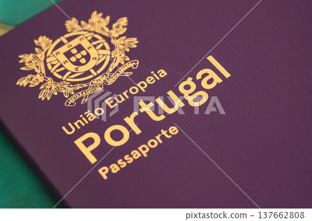 Close up of International Portuguese Passport. European union Portuguese Passport. Close up of International Portuguese Passport. European union Portuguese Passport. 137662808
