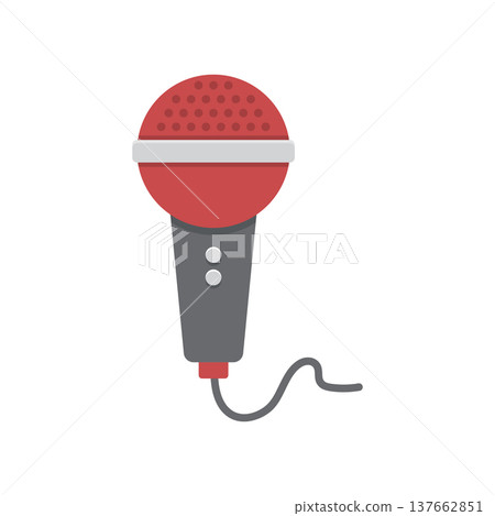Microphone icon in flat style. Karaoke equipment vector illustration on isolated background. Podcast sign business concept. 137662851