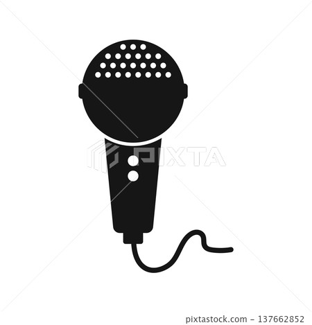 Microphone icon silhouette in flat style. Karaoke equipment vector illustration on isolated background. Podcast sign business concept. Microphone icon silhouette in flat style. Karaoke equipment vector illustration on isolated background. Podcast sign business concept. 137662852