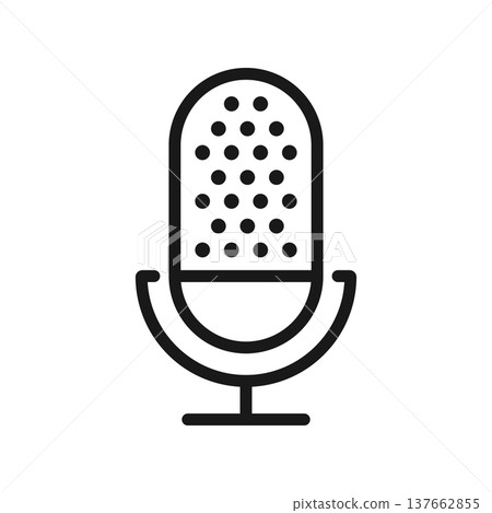 Microphone icon in outline stroke flat style. Karaoke equipment vector illustration on isolated background. Podcast sign business concept. Microphone icon in outline stroke flat style. Karaoke equipment vector illustration on isolated background. Podcast sign business concept. 137662855