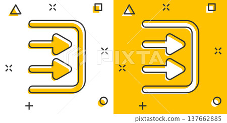 Login icon in comic style. Arrow access cartoon vector illustration on white isolated background. Door entry splash effect business concept. 137662885