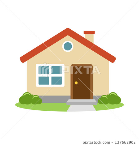 House icon in cartoon flat style. Home exterior vector illustration on isolated background. Cottage sign business concept. House icon in cartoon flat style. Home exterior vector illustration on isolated background. Cottage sign business concept. 137662902