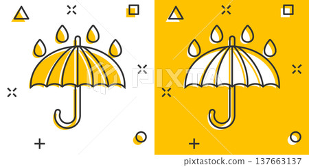 Umbrella icon in comic style. Parasol cartoon vector illustration on white isolated background. Canopy splash effect business concept. Umbrella icon in comic style. Parasol cartoon vector illustration on white isolated background. Canopy splash effect business concept. 137663137