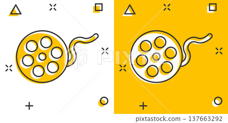 Film icon in comic style. Movie cartoon vector illustration on white isolated background. Video splash effect business concept. 137663292