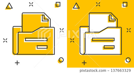 File folder icon in comic style. Documents archive cartoon vector illustration on isolated background. Storage splash effect business concept. File folder icon in comic style. Documents archive cartoon vector illustration on isolated background. Storage splash effect business concept. 137663329