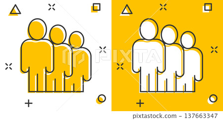 People communication icon in comic style. People cartoon vector illustration on white background. Partnership splash effect business concept. People communication icon in comic style. People cartoon vector illustration on white background. Partnership splash effect business concept. 137663347