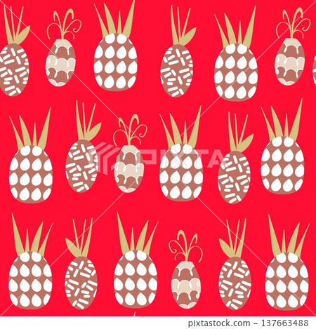 Pineapples fantasy seamless pattern, vector Pineapples fantasy seamless pattern, vector 137663488