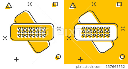 Bandage icon in comic style. Plaster cartoon vector illustration on white isolated background. First aid kit splash effect business concept. 137663532
