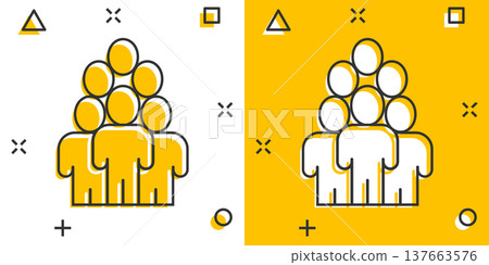 People communication icon in comic style. People cartoon vector illustration on white background. Partnership splash effect business concept. 137663576