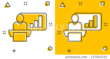 People on podium icon in comic style. Speaker cartoon vector illustration on white isolated background. Audience orator splash effect business concept. People on podium icon in comic style. Speaker cartoon vector illustration on white isolated background. Audience orator splash effect business concept. 137663583
