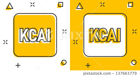 Kcal icon in comic style. Diet cartoon vector illustration on white isolated background. Calories splash effect business concept. 137663779
