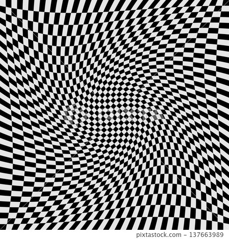 Abstract background with black and white chess board twirl futuristic waves art Abstract background with black and white chess board twirl futuristic waves art 137663989