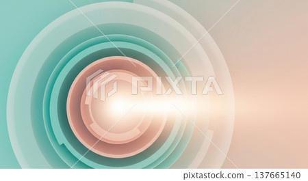 Abstract Concentric Circles with Glowing Light and Soft Gradient 137665140