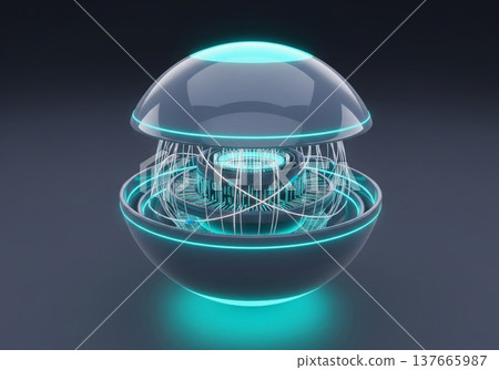 Futuristic Glowing Orb With Intricate Inner Mechanics On Dark Futuristic Glowing Orb With Intricate Inner Mechanics On Dark 137665987