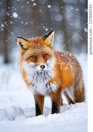 Close-up of a red fox in the snow 137666293