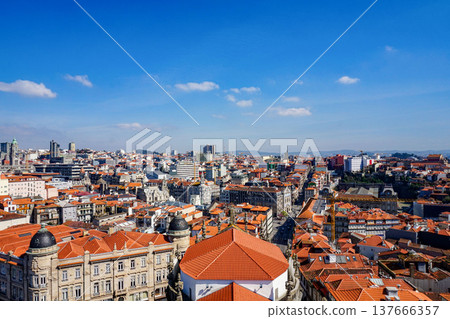 A panoramic view of the red-roofed cityscape of Porto, Portugal. A panoramic view of the red-roofed cityscape of Porto, Portugal. 137666357