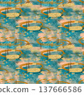 Seamless geometric pattern. Abstract background. Turquoise, gold, beige, ochre. Acrylic, pastel. For printing, prints, products, printed materials, packaging, textiles, wallpaper 137666586