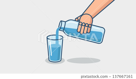 Simple modern illustration of pouring water into a glass symbolizing healthy hydration fresh drinking water Simple modern illustration of pouring water into a glass symbolizing healthy hydration fresh drinking water 137667161