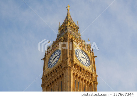 Big Ben in London and a blue sky Big Ben in London and a blue sky 137667344