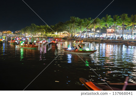 Night view along the Thu Bon River, Hoi An, Vietnam Night view along the Thu Bon River, Hoi An, Vietnam 137668041