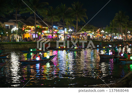 Night view along the Thu Bon River, Hoi An, Vietnam Night view along the Thu Bon River, Hoi An, Vietnam 137668046