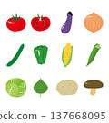Simple illustrations of various vegetables and ingredients. 137668095