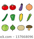 Simple illustrations of various vegetables and ingredients. 137668096