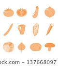 Simple illustrations of various vegetables and ingredients. 137668097